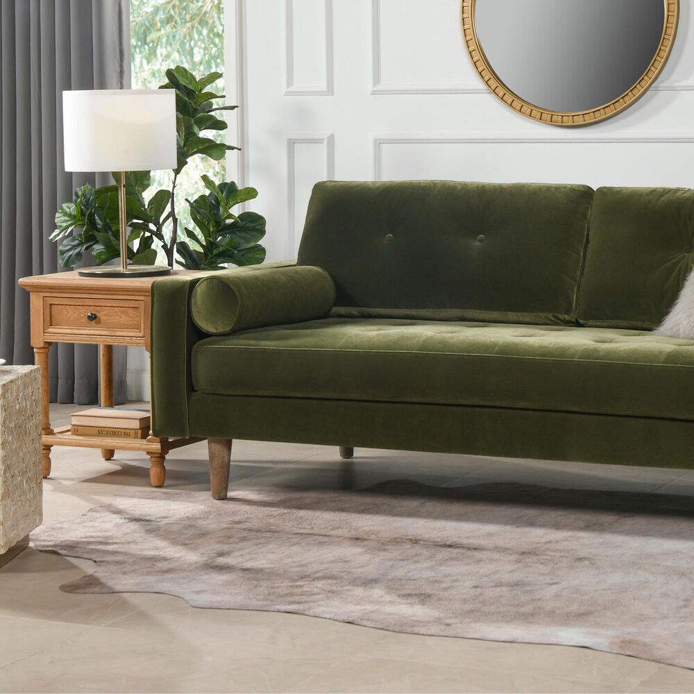 Jennifer Taylor Home Nicholas Stationary Sofa in Olive Green Velvet, , large