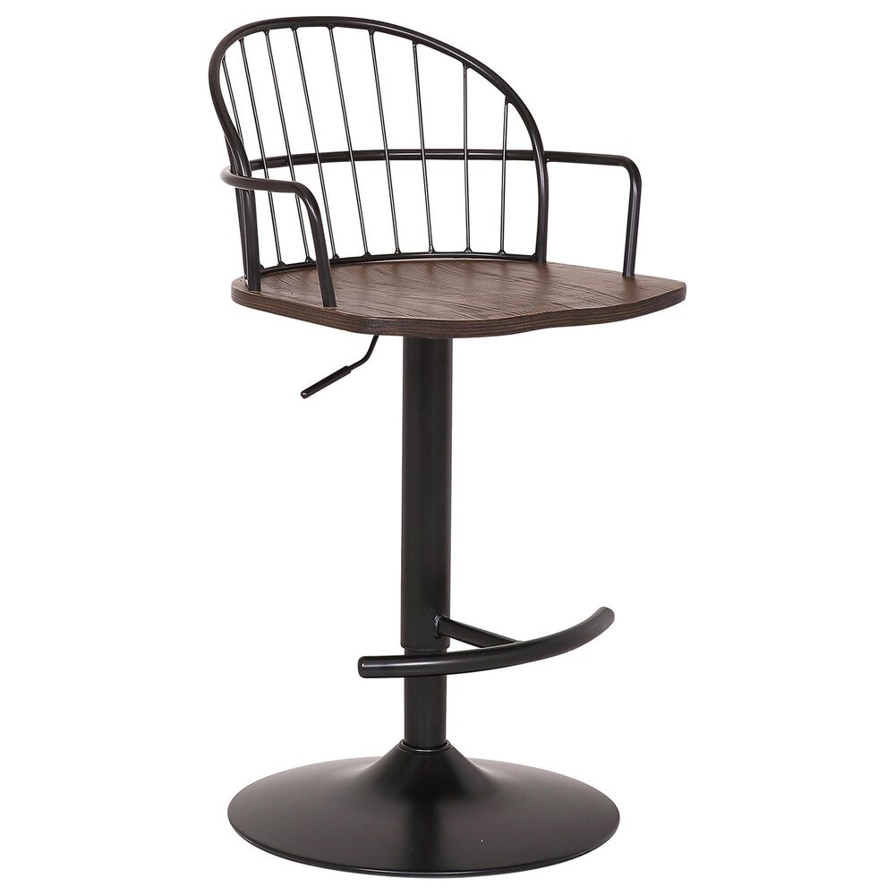 Blue River Edward Industrial Adjustable Barstool in Black, , large