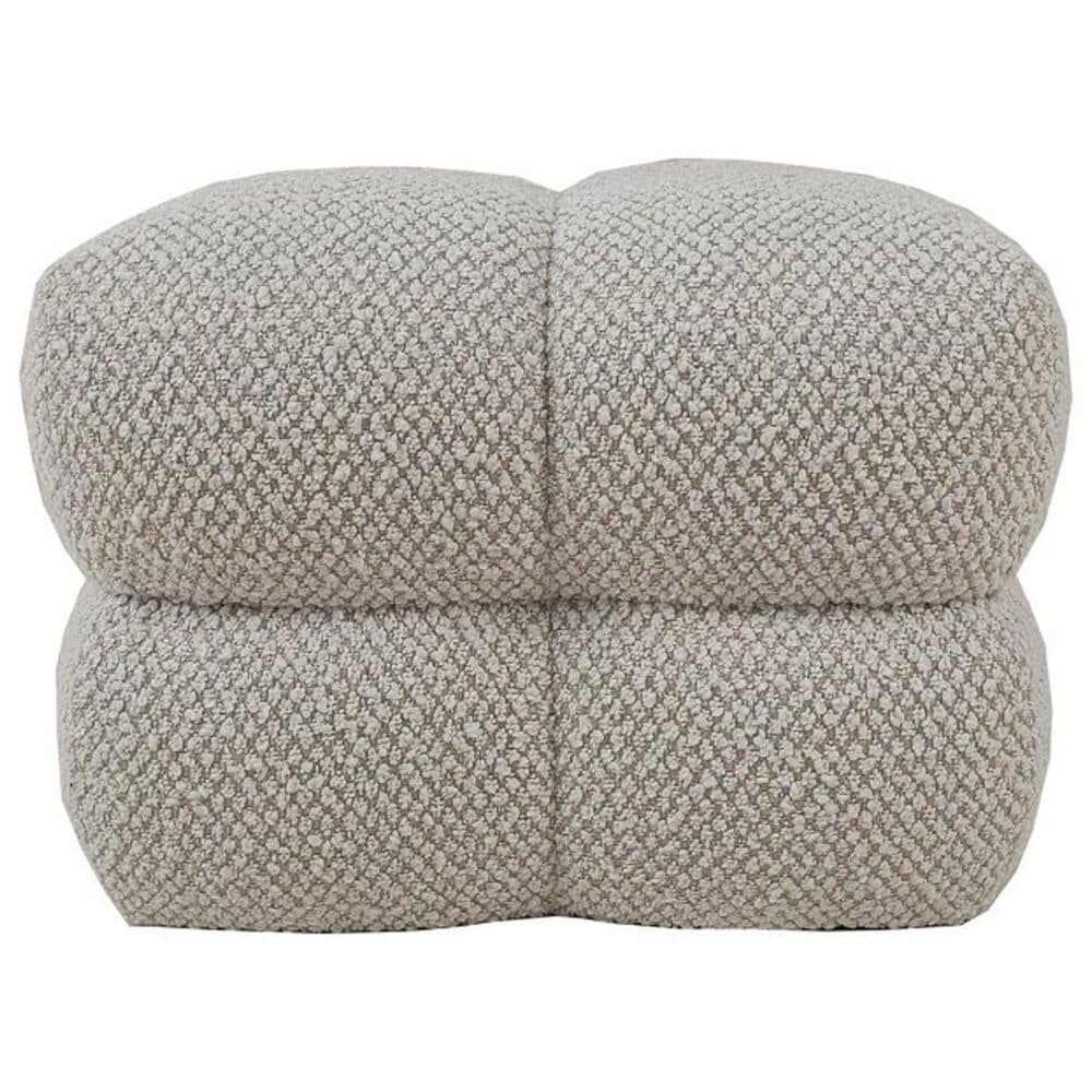 Teak Interiors Upholstered Tufted Pouf in Cream, , large