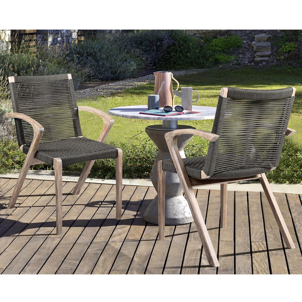 Armen Living Brielle Outdoor Dining Chair with Charcoal Rope in Light Eucalyptus (Set of 2), , large