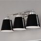 Vaxcel Barrington 3-Light Bathroom Vanity with Matte Black Shades in Chrome, , large