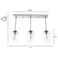 Hunter Vidria 3-Light Linear Pendant Cluster in Brushed Nickel, , large