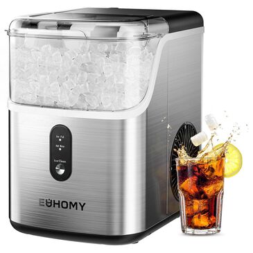 Euhomy 35 Lbs Portable Nugget Ice Maker with Automatic Cleaning in Silver, , large
