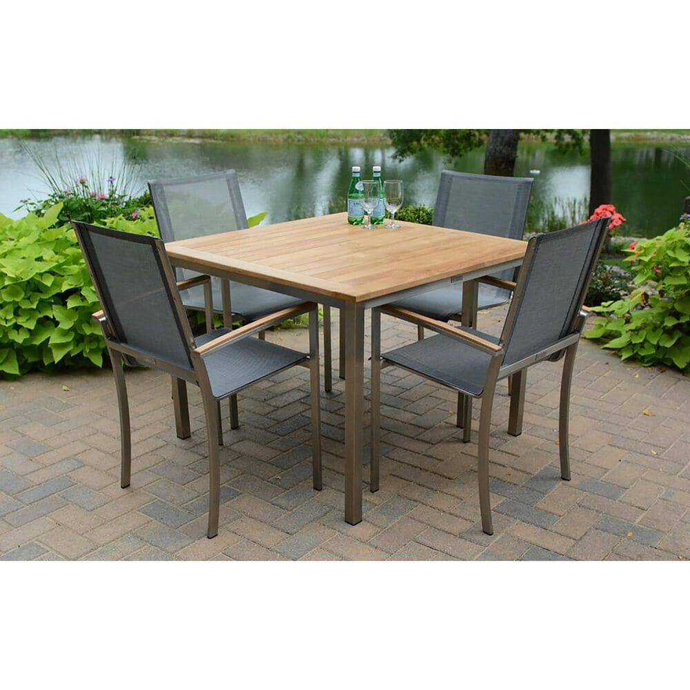 Three Birds Casual Avanti Stacking Armchair in Stainless Steel and Teak, , large