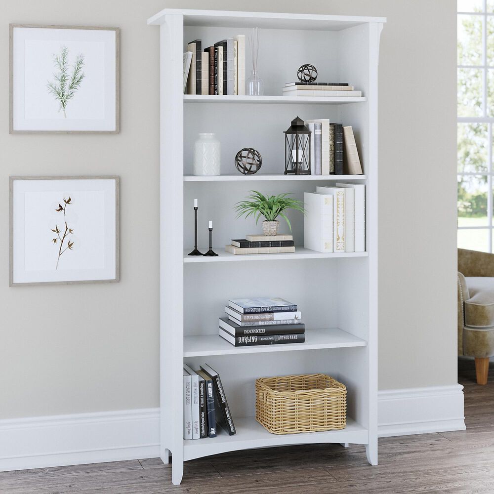 Bush Salinas 5Shelf Bookcase in Pure White Nebraska Furniture Mart