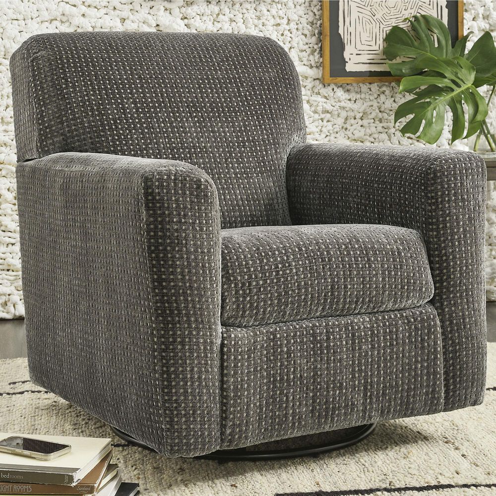 Ashley Herstow Swivel Glider Chair in Charcoal, , large