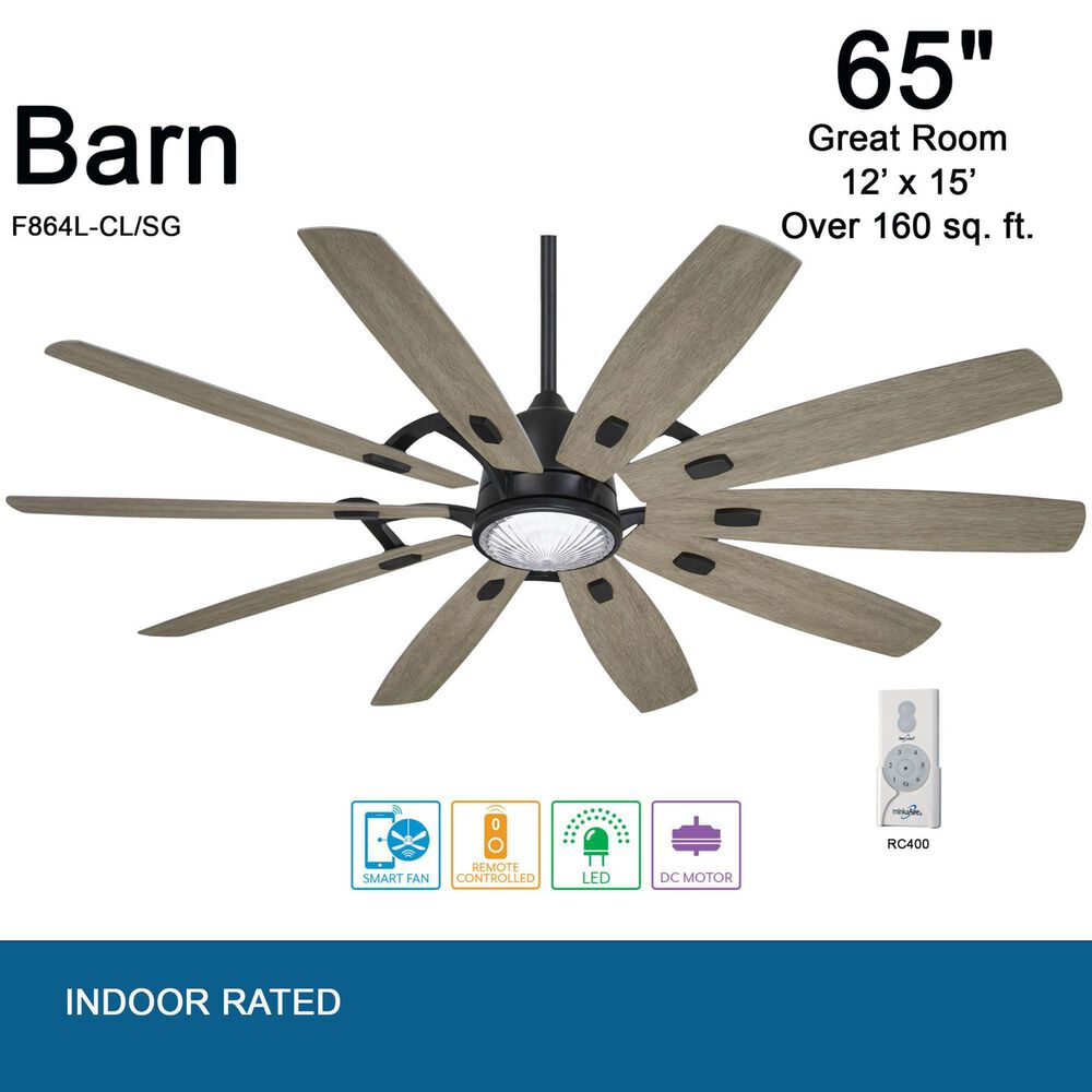 Minka-Aire Barn 65" Ceiling Fan with LED Light in Coal, , large