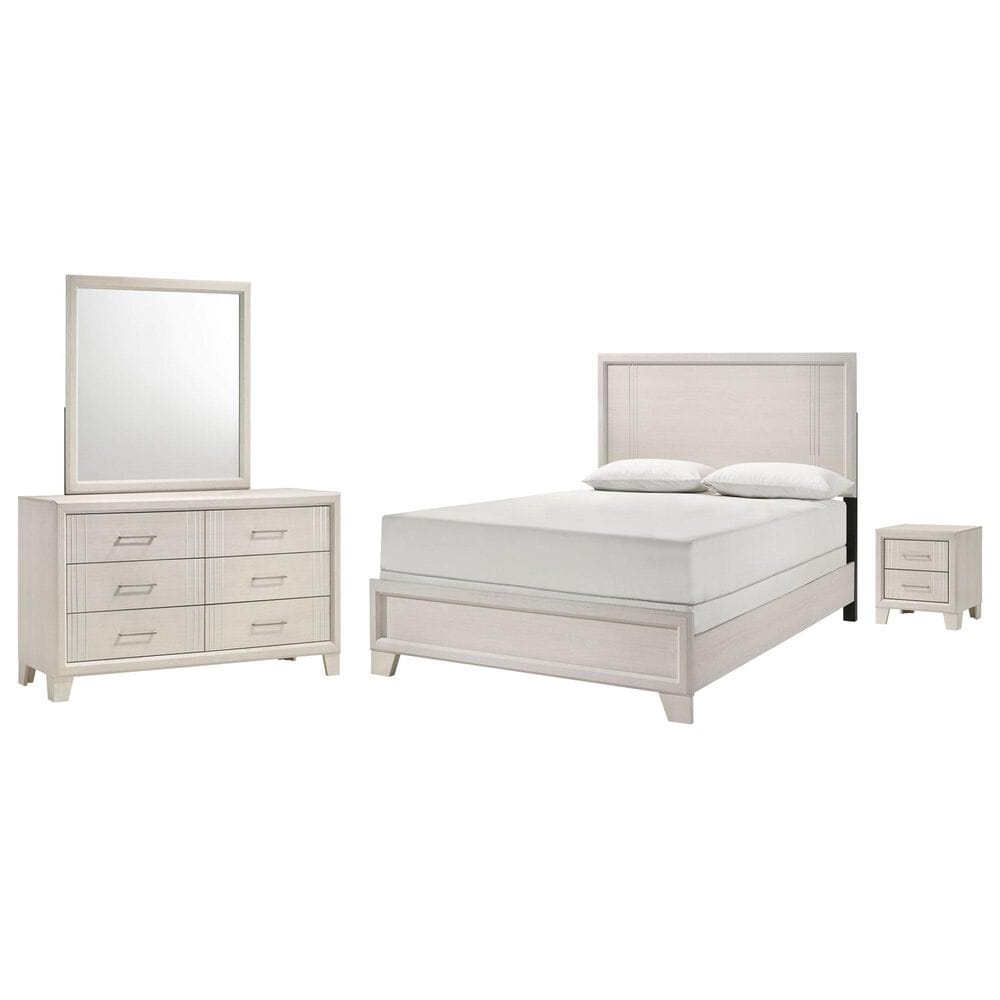 Crown Mark Charlie 4-Piece King Panel Bedroom Set in White, , large