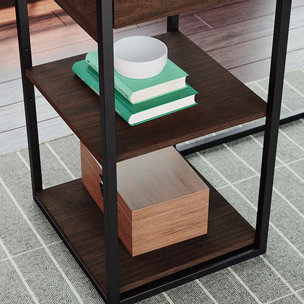 Sauder International Lux L-Shaped Desk in Umber Wood, , large