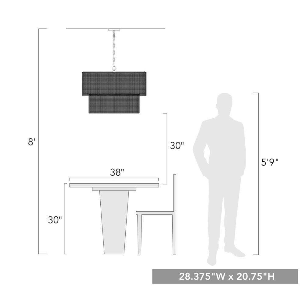 Golden Lighting Erma 9-Light Chandelier in Matte Black, , large