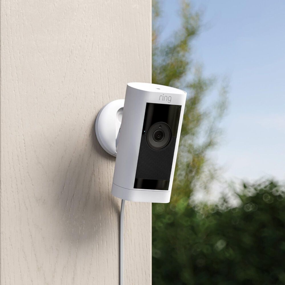 Ring Stick Up Cam Pro Plug-In Indoor/Outdoor Security Camera in White, , large