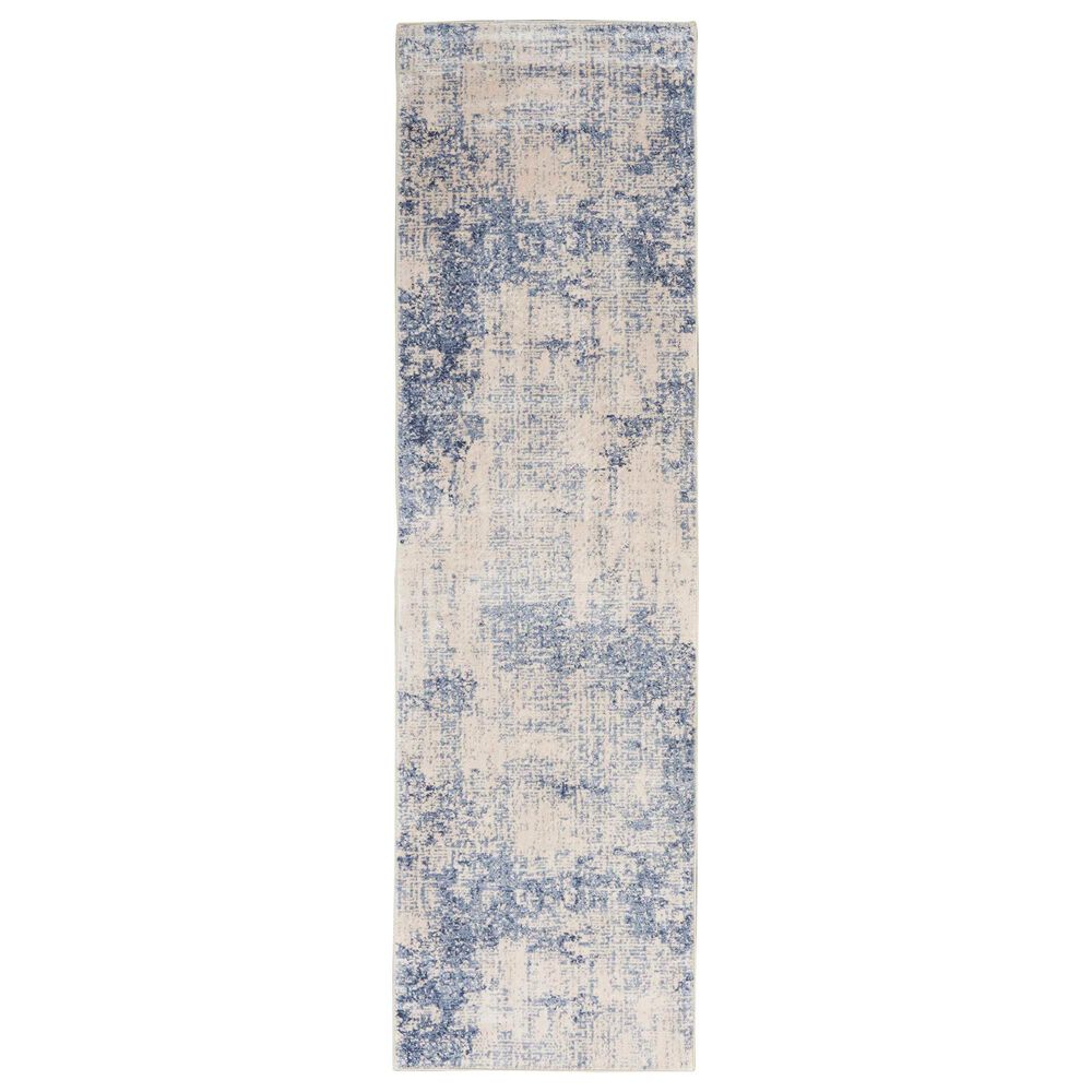 Nourison Silky Textures SLY01 2"2" x 7"6" Ivory and Blue Runner, , large
