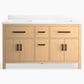 Kohler Kresla 60" Double Bathroom Vanity in Light Oak with 3 cm White Quartz Top and Rectangular Sinks, , large