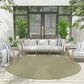 Nourison Courtyard Ivory and Green 8" Round Indoor/Outdoor Area Rug, , large