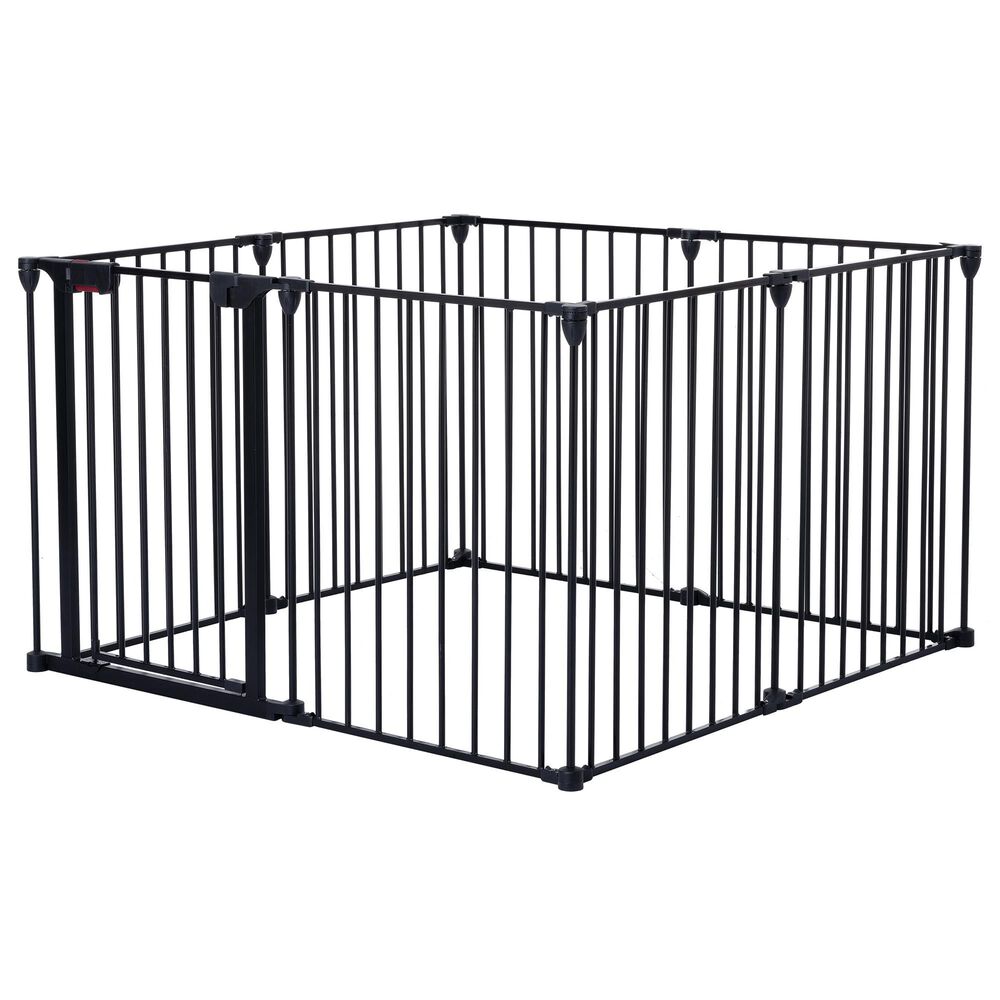 HOMLUX 8-Panel Adjustable Pet Gate in Black, , large