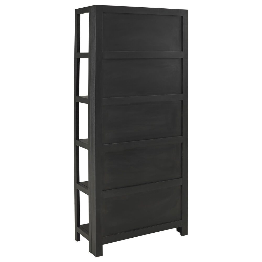 Ashley Abyard 5-Shelf Bookcase in Sandblasted Black and Natural, , large