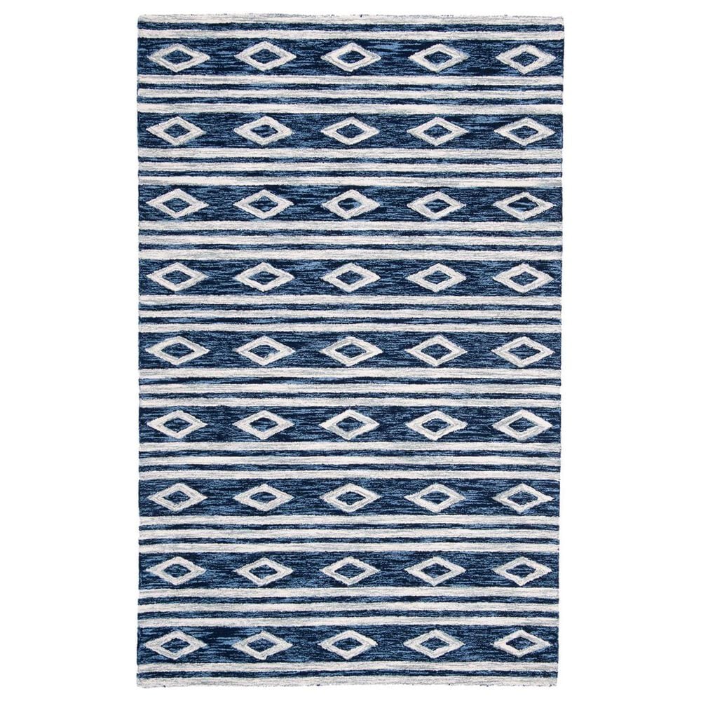 Safavieh Micro-Loop MLP153N 5" x 8" Navy and Ivory Area Rug, , large