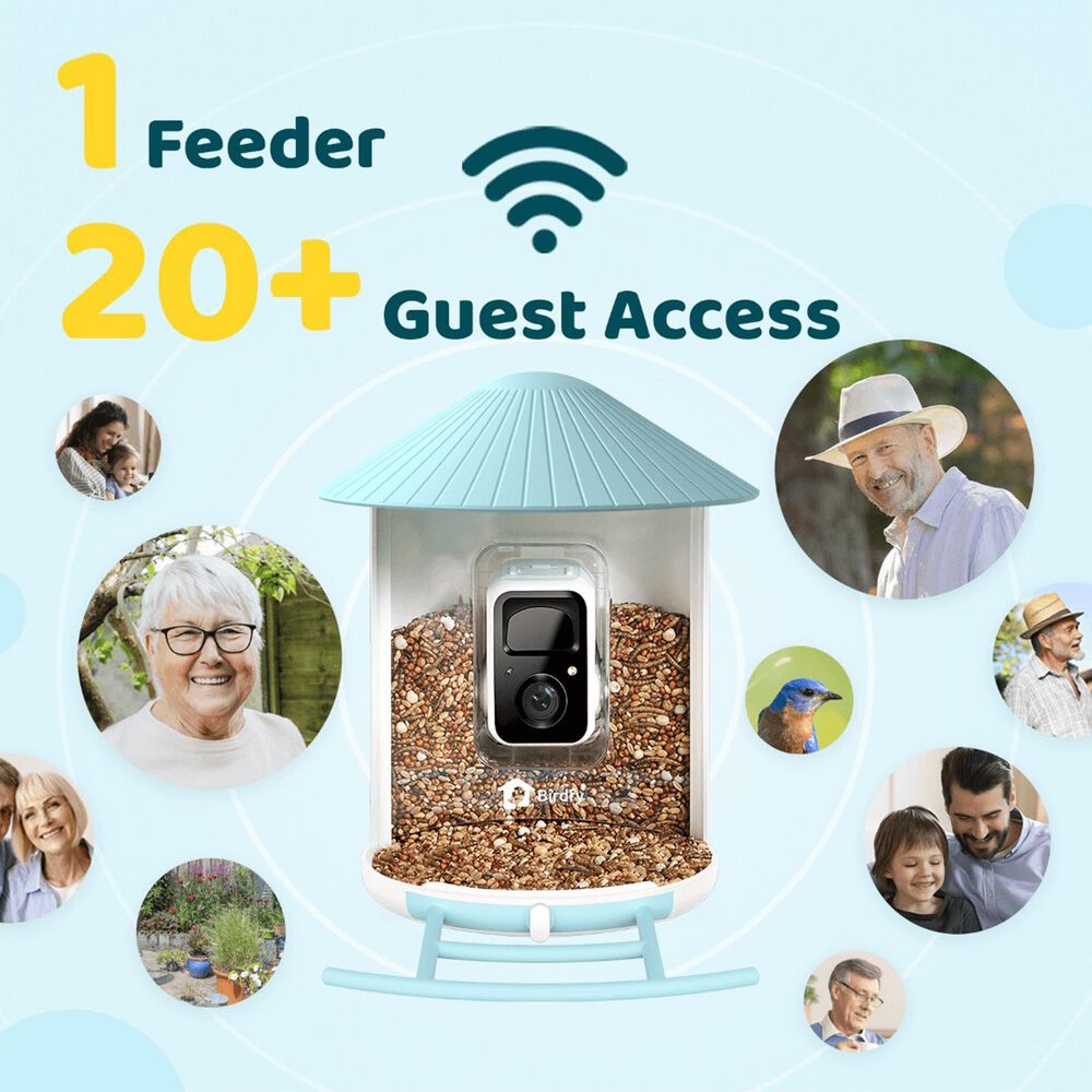 Birdfy Bird Feeder with Smart Camera and Solar Panel in Blue and White, , large