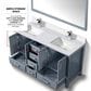 Lexora Home Jacques 60" Double Bathroom Vanity in Dark Grey with 2 cm White Quartz Top and Rectangular Sinks, , large
