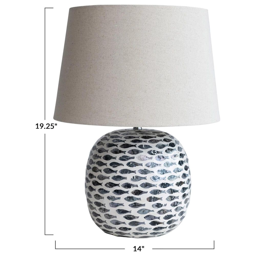 Teak Interiors Shoreline Table Lamp in Blue and White, , large