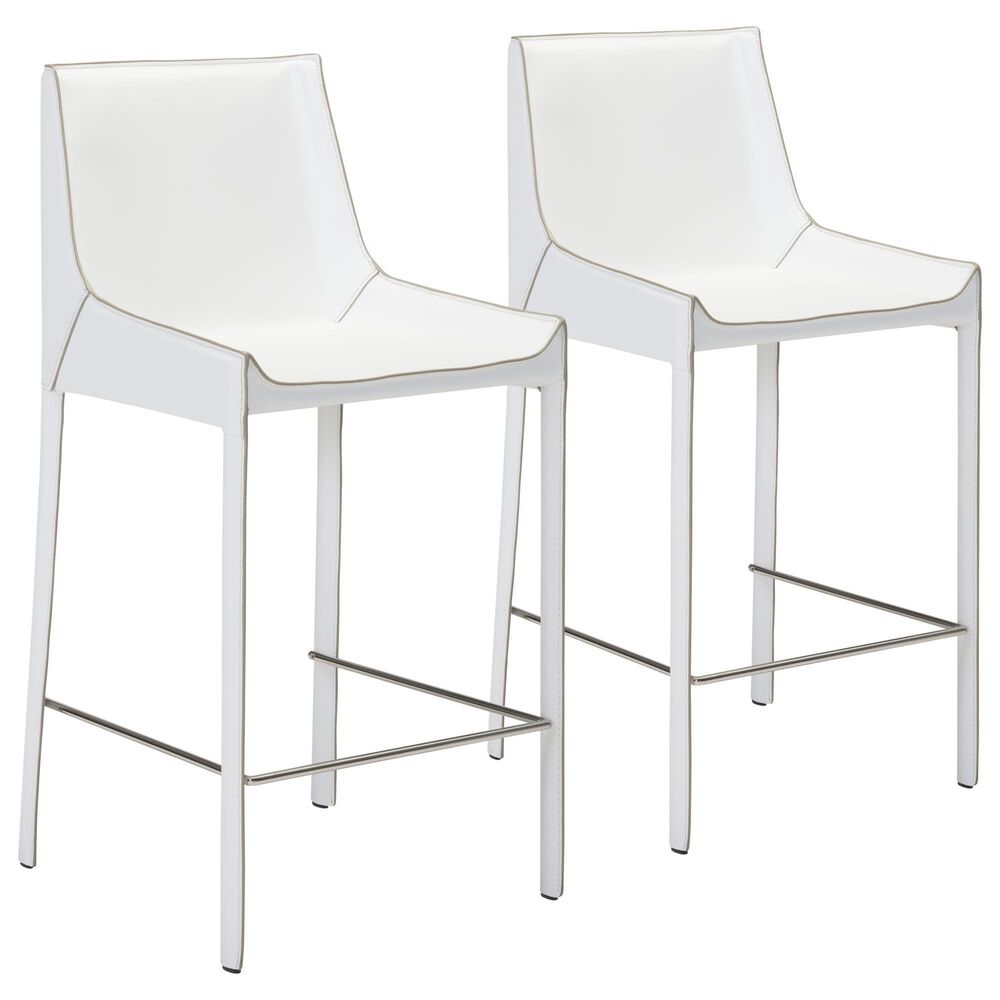 Zuo Modern Fashion Transitional Bar Chair in White (Set of 2), , large