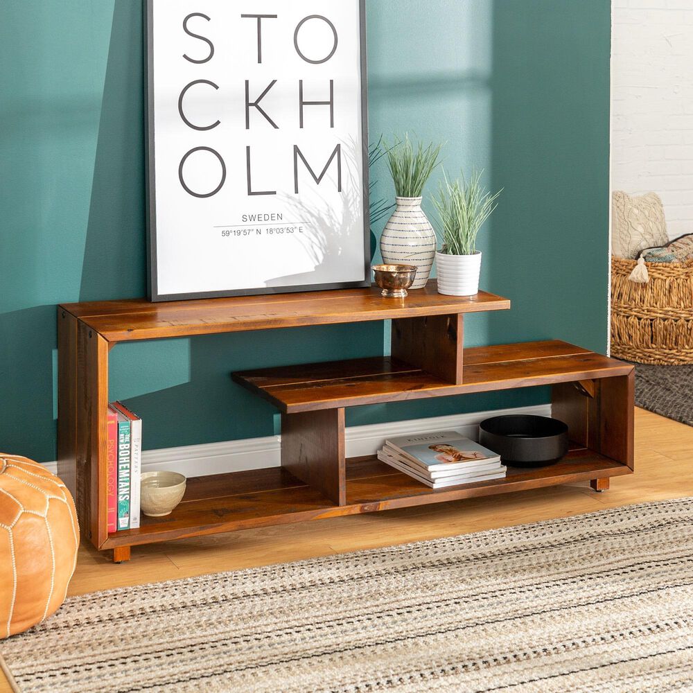 Walker Edison 60&quot; Rustic Solid Wood TV Console in Amber, , large