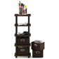 HOMLUX 5-Tier Tall Corner Open Bookshelf with 4 Storage Bins in Columbia Walnut and Black, , large