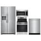 Frigidaire 4 Piece Kitchen Package with 25.6 Cu. Ft. Standard Depth Side-by-Side Refrigerator, 5.3 Cu. Ft. Electric Range with Steam Clean, 1.8 Cu. Ft. OTR Microwave, and 24" Built-In Dishwasher with DishSense and MaxDry in Stainless Steel, , large