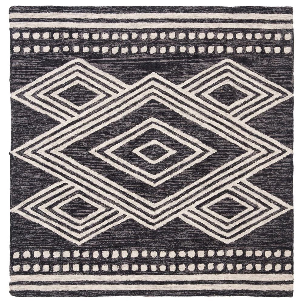 Safavieh Micro-Loop MLP156H 5" Square Charcoal and Ivory Area Rug, , large