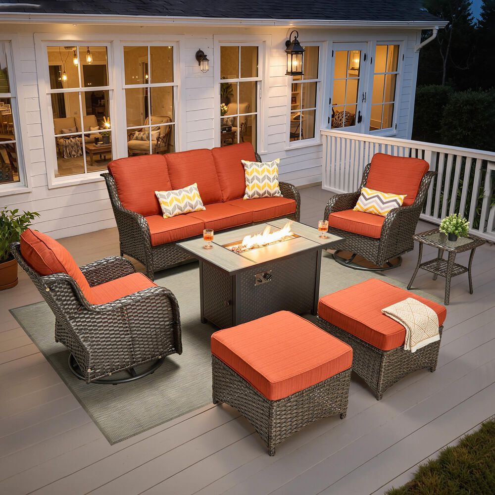 HOMLUX 7-Piece Patio Set in Orange, , large
