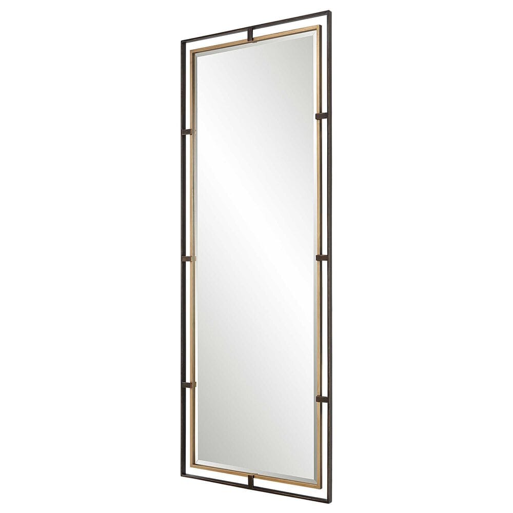 Uttermost Carrizo Rectangular Tall Mirror in Rustic Bronze and Light Antique Gold Leaf, , large