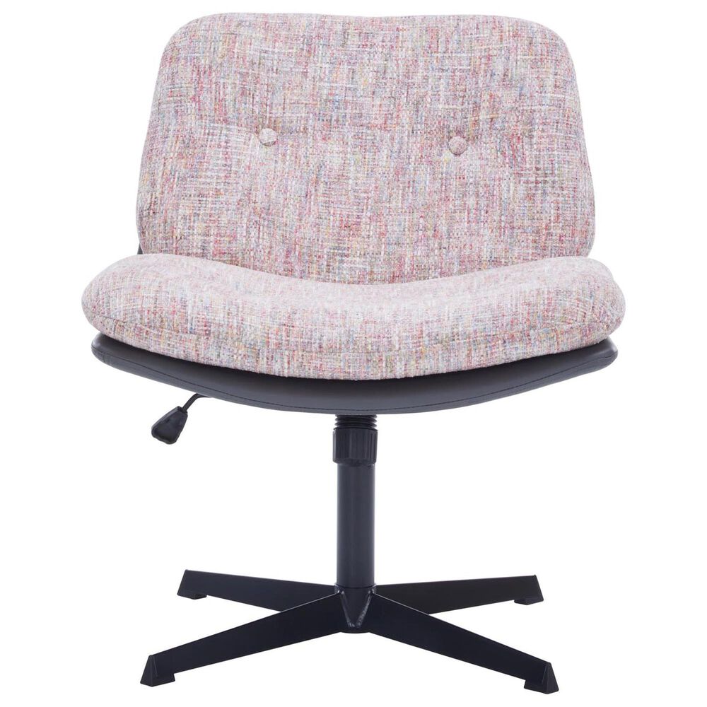 Impressions Vanity Alicia Vanity Chair with Pink Tweed Cushion in Black, , large