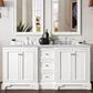 James Martin Vanities De Soto 72" Double Bathroom Vanity in Bright White with 3 cm Carrara White Marble Top and Rectangular Sinks, , large