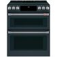 Cafe 30" Slide-In Front Control Induction and Convection Double Oven Range in Matte Black With Brushed Stainless Handles and Control Knobs, , large