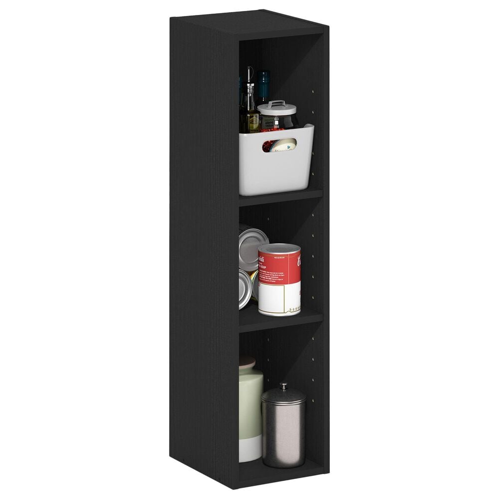 HOMLUX 8" 3-Tier Space Saving Bookcase with Open Adjustable Shelves in Blackwood, , large