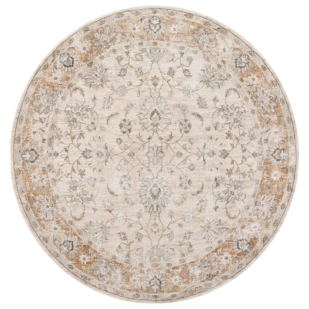 Surya Brunswick Light Gray, Cream, Medium Brown, Light Brown, Charcoal and Mustard 7"10" Round Area Rug, , large