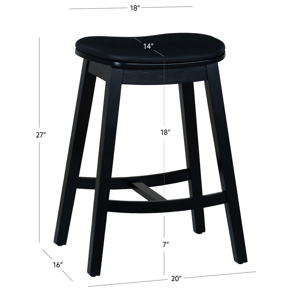 Linon Home Decor Culver Counter Stool with Black Cushion in Black (Set of 2), , large