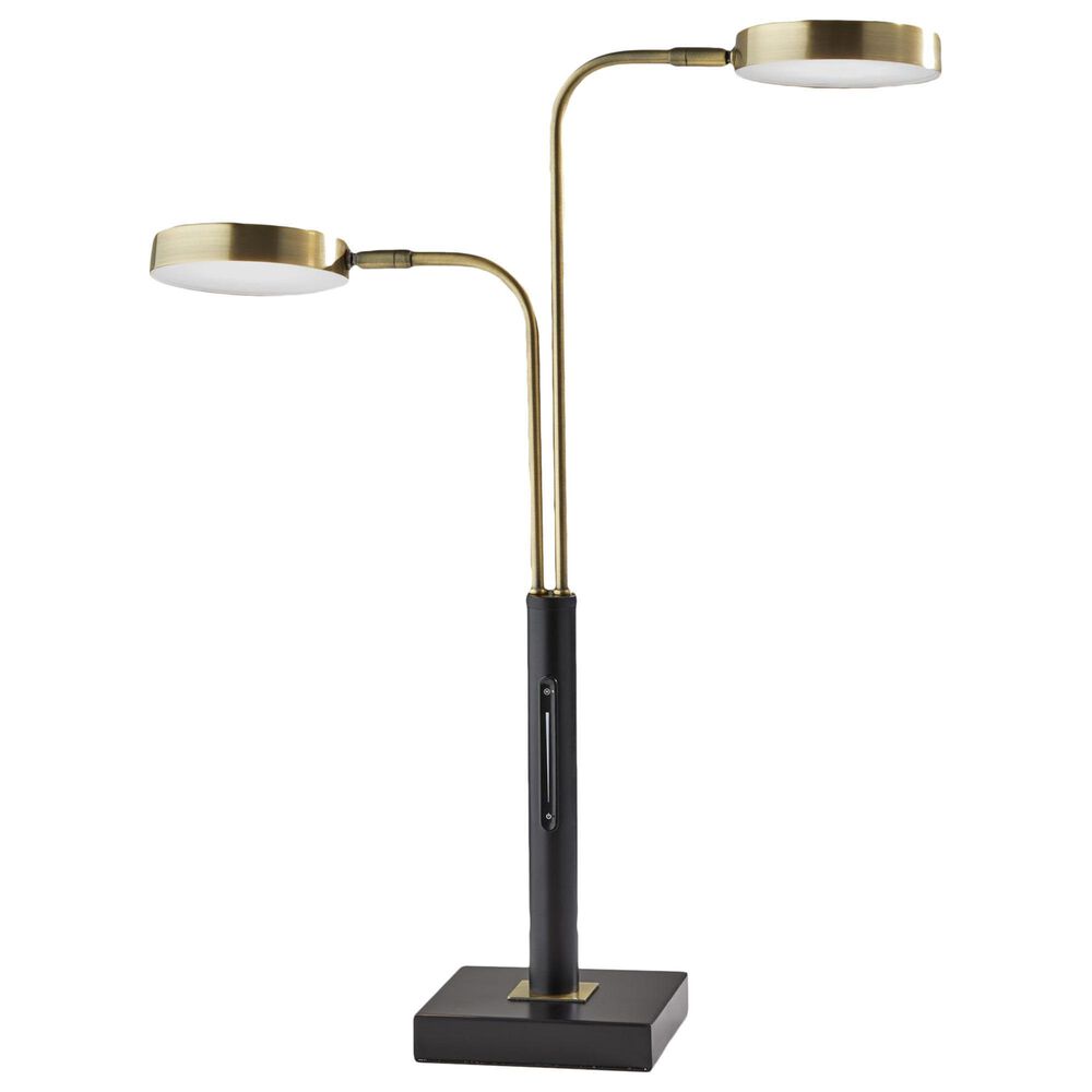 Adesso Rowan LED Smart Switch Desk Lamp in Antique Brass and Black, , large