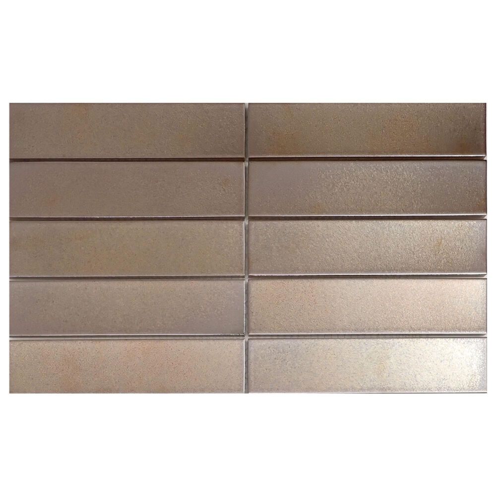 Emser Kaizen Copper 2" x 8" Rectangle on 9" x 15" Satin Porcelain Mosaic Sheet, , large