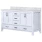Lexora Home Jacques 60" Double Bathroom Vanity in White with 2 cm White Carrara Marble Top and Rectangular Sinks, , large