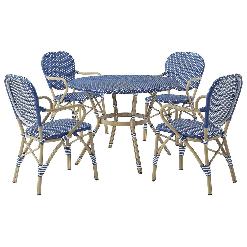 Furniture of America Palacios 5Piece Patio Dining Set in Natural, Blue