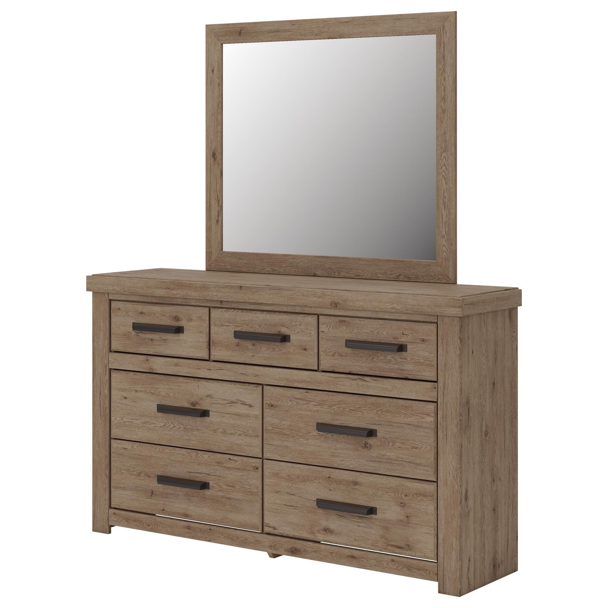 Ashley Dresser and Mirror in Light Brown