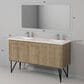 Lexora Home Lancy 60" Double Bathroom Vanity in Rustic Acacia with 2 cm White Quartz Top and Rectangular Sinks, , large