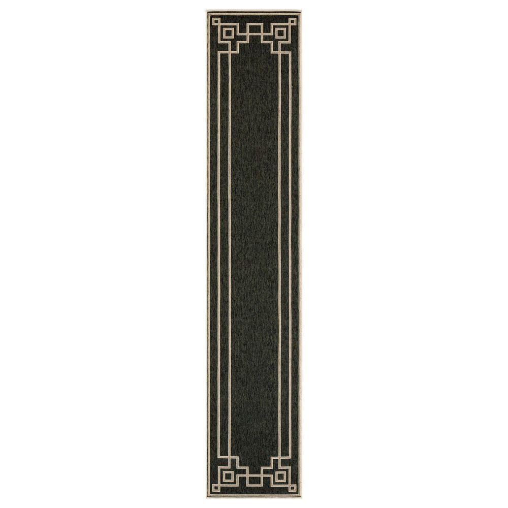 Surya Alfresco 2&#39;5&quot; x 7&#39;10&quot; Black, Brown and Beige Indoor/Outdoor Runner, , large