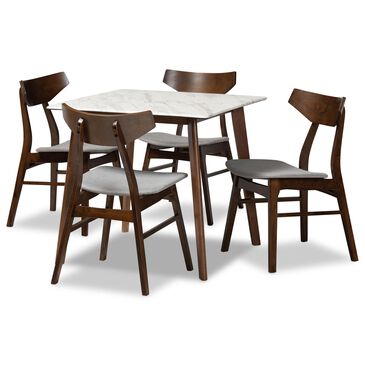 Baxton Studio Pearson 5-Piece Dining Set in Light Grey/Walnut, , large
