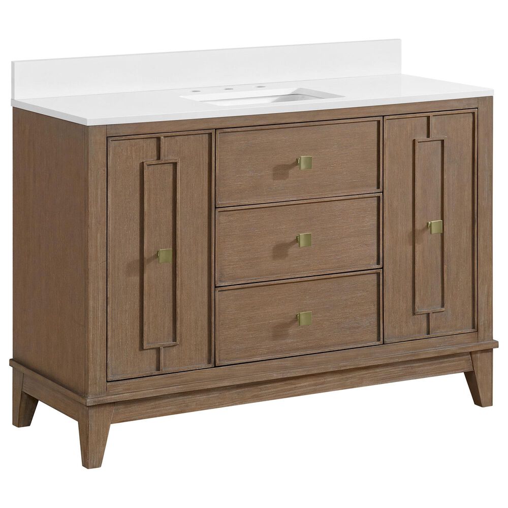 37B Kinsale 48" Single Bathroom Vanity Cabinet in Walnut Drift with White Composite Stone Top and Backsplash, , large