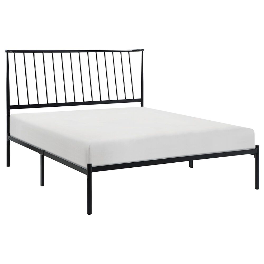 Hearth and Haven Queen Platform Bed with Angle Headboard in Black, , large