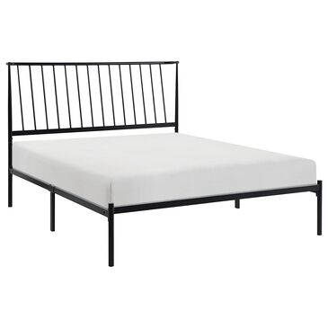 Hearth and Haven Queen Platform Bed with Angle Headboard in Black, , large