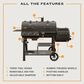 Charbroil Oklahoma Joe"s Canyon Combo Dual-Fuel Gas Grill and Charcoal Offset Smoker in Black, , large