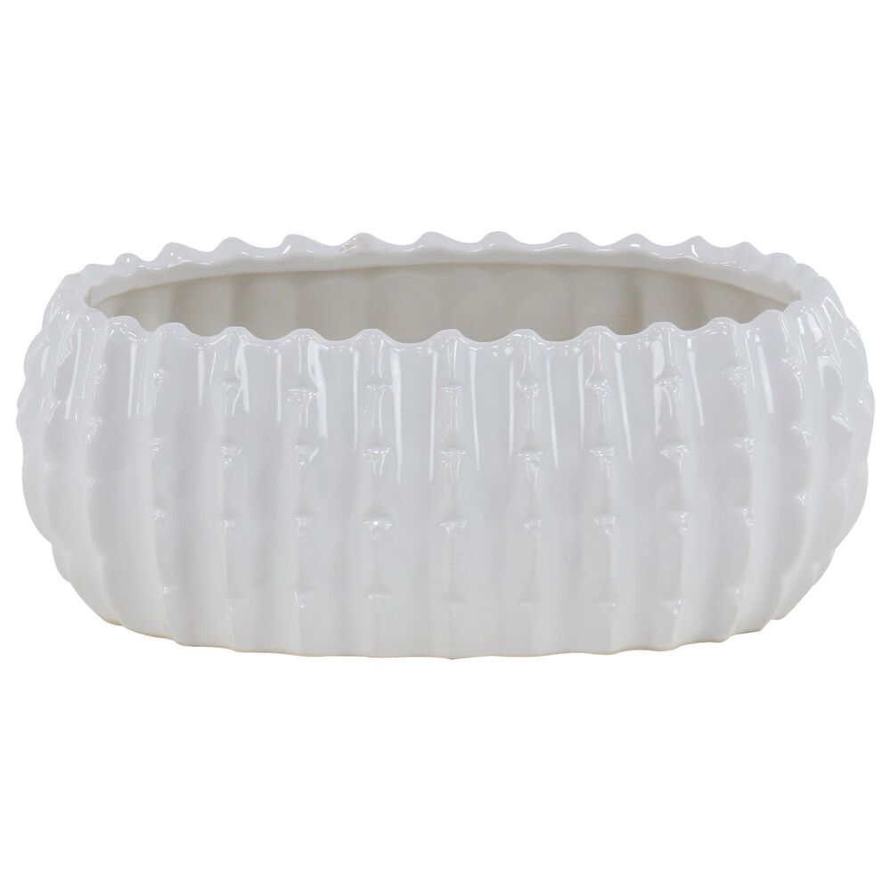 Maple and Jade 6&quot; x 17&quot; Oval Farmhouse Planter in White &#40;Set of 3&#41;, , large